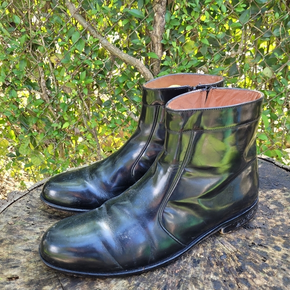 Men Vintage Black Leather Zipper Boots By Bostonian Size 8D/Men Designer Boots main image 6
